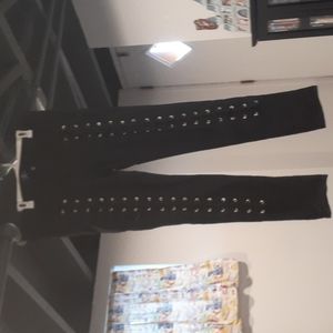 Jr. Size 19 Black Skinny Jeans Faux Lace Up legs